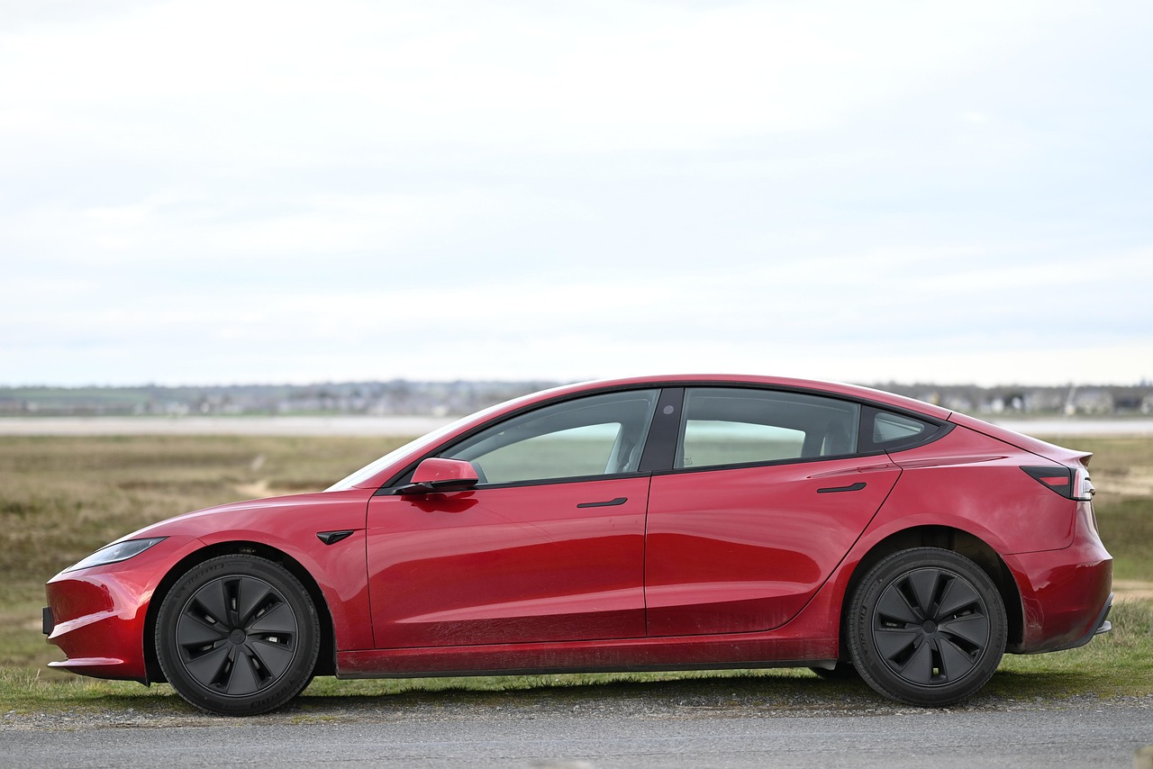 Modern red sedan